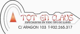 TOT EN CLAUS - Tus especialistas en duplicado de llaves y telemandos - Barcelona, c/ Aragó 101-103 - 93 226 53 17 - www.totenclaus.es